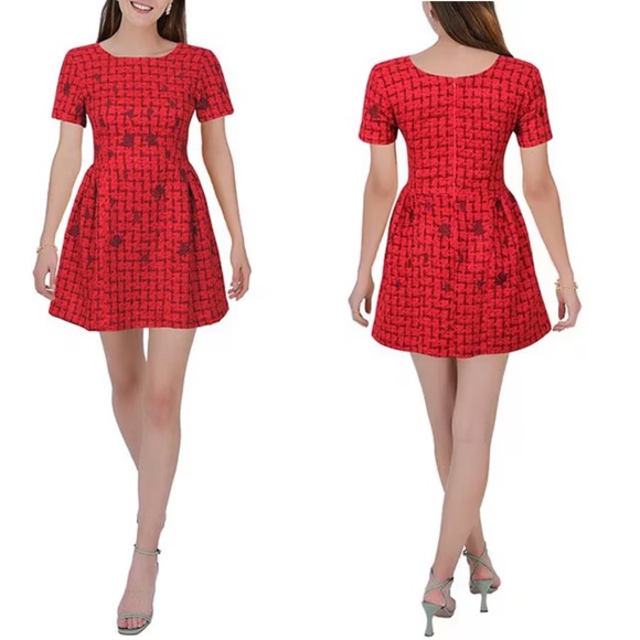 Fanm Mon Dresses & Skirts - NWT Fanm Mon Samantha Tweed Embroidered Scoop Neck Cap Sleeve A-line Mini Dress